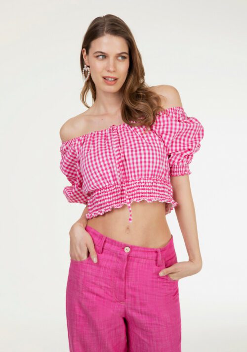 Top cropped stampa vichy