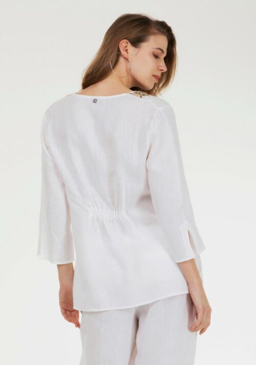 Blusa in lino 100% con pizzo