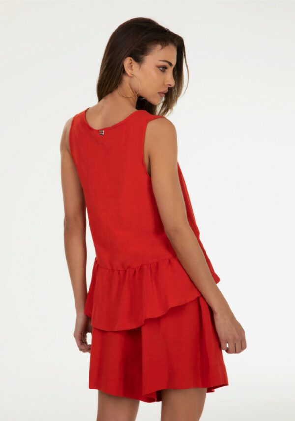 Canotta cropped misto lino