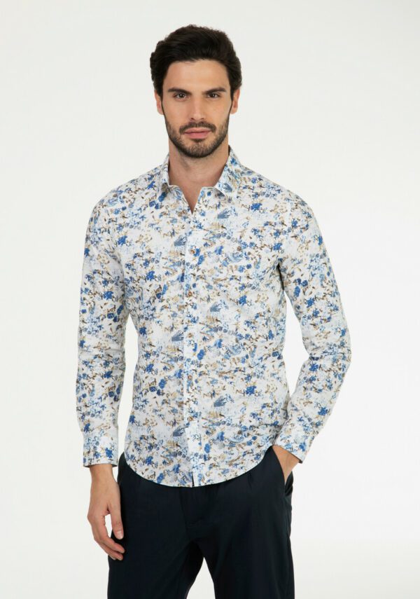 Camicia collo italiano stampa acquerello