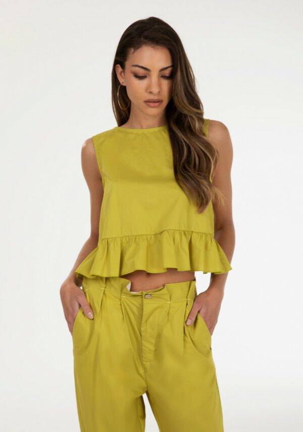 Blusa smanicata in popeline
