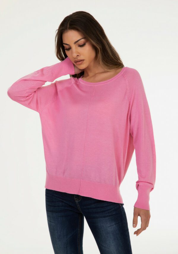 Maglia girocollo in viscosa manica raglan