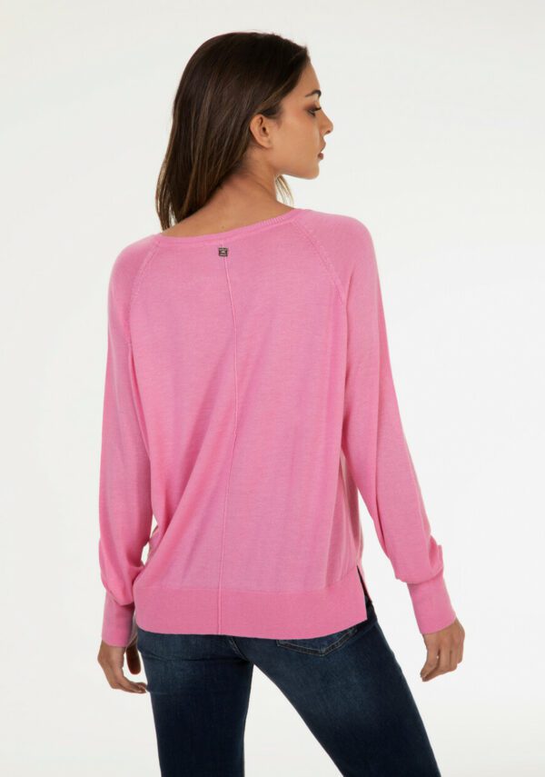 Maglia girocollo in viscosa manica raglan