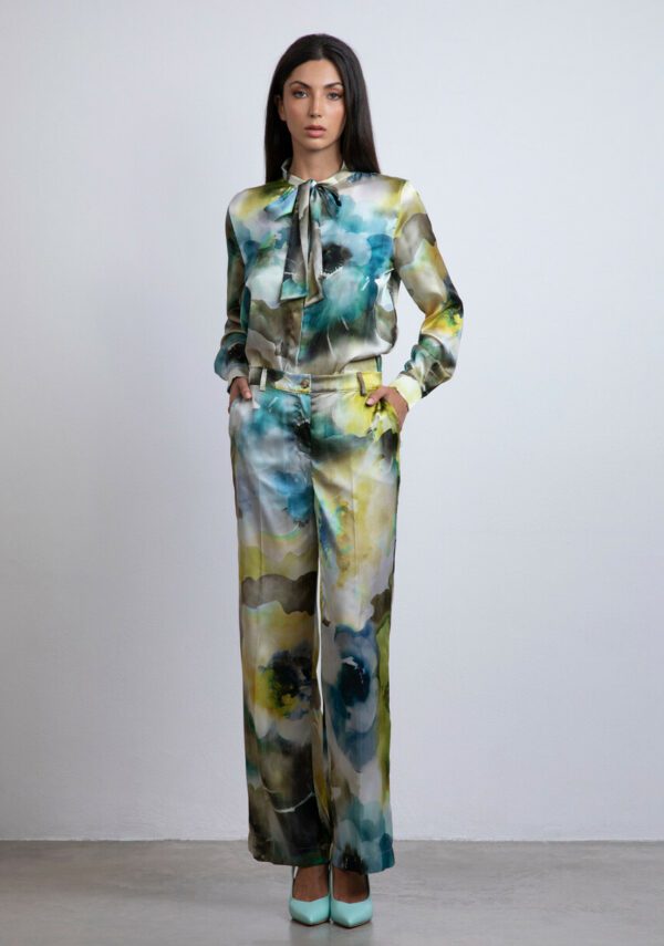 Camicia in raso stampa fiore