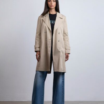 Trench doppiopetto in cotone nylon