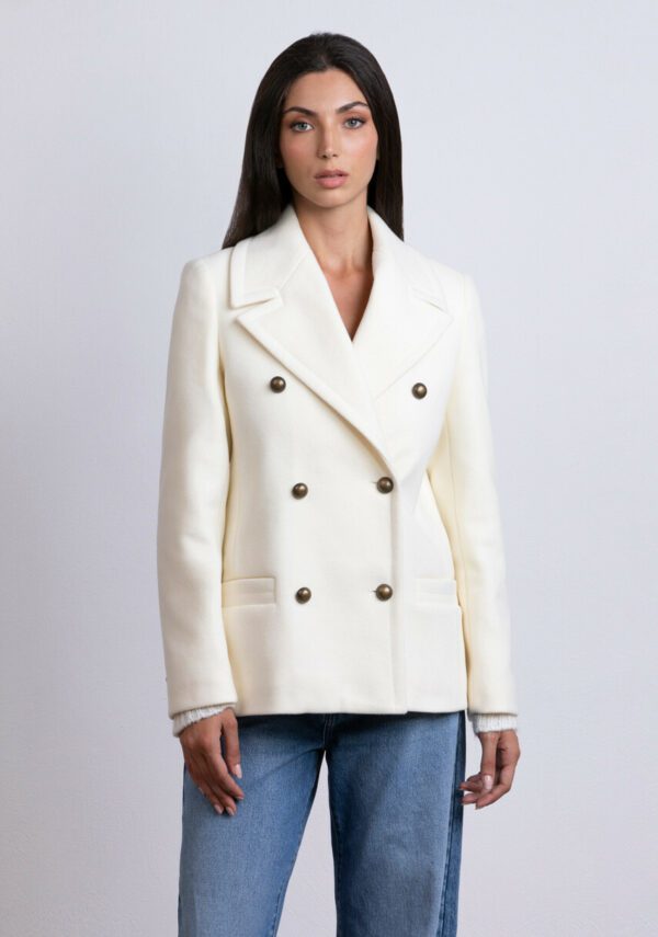 Cappotto doppiopetto in tessuto panno