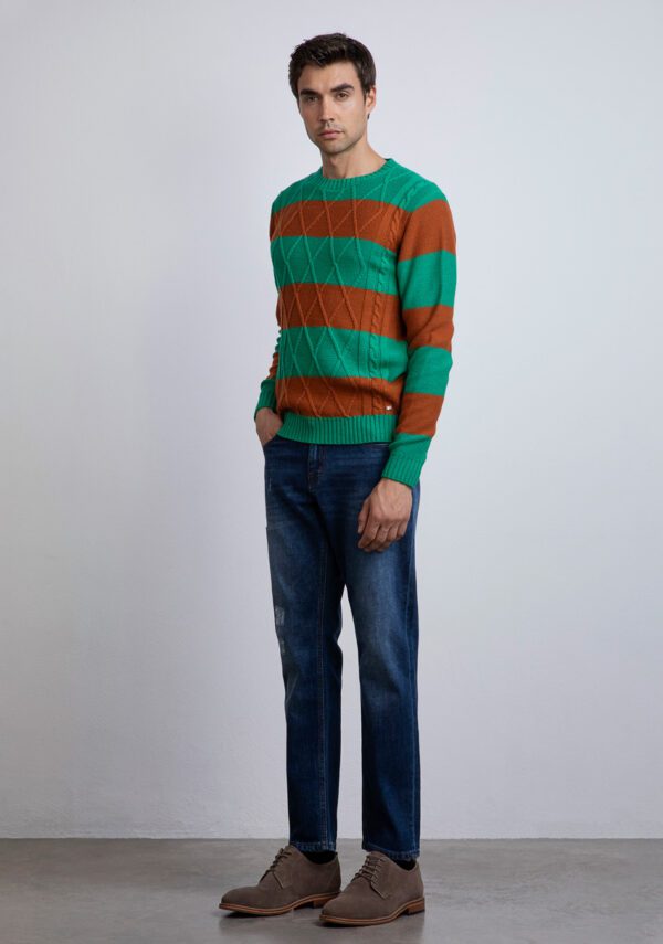 Girocollo a trecce color block