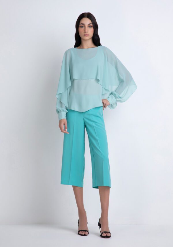 Pantalone crop in tessuto fluido