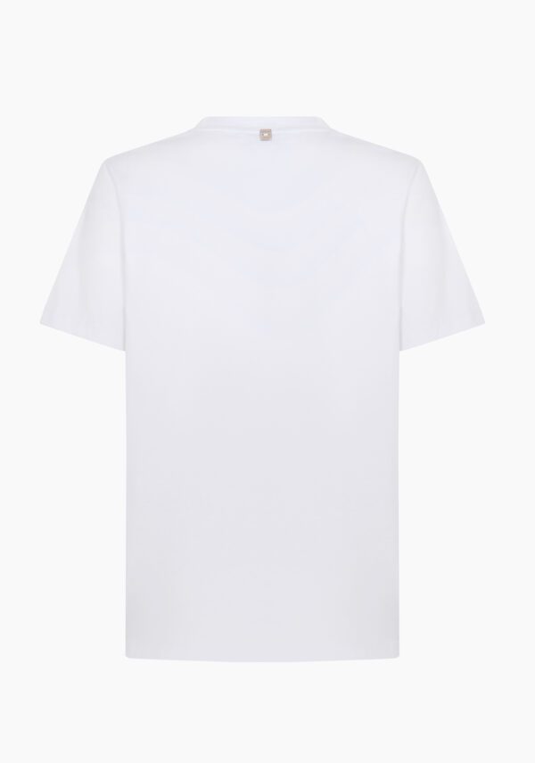 T-shirt in jersey con logo di strass