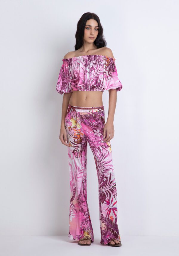 Blusa crop in raso