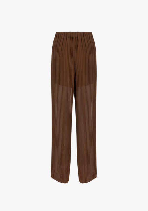 Pantalone lungo plissé in georgette