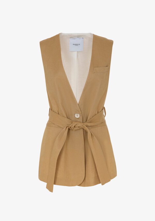 Gilet in lino con cintura