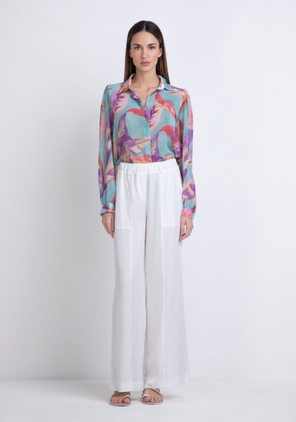 Camicia in georgette stampa foglie