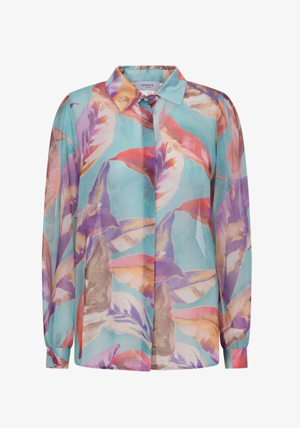 Camicia in georgette stampa foglie