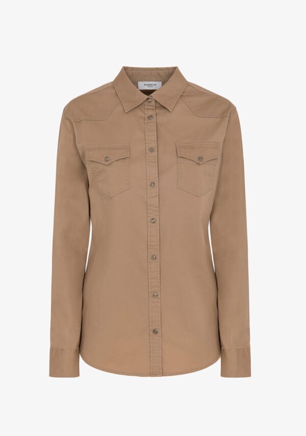 Camicia in bull con tasche applicate