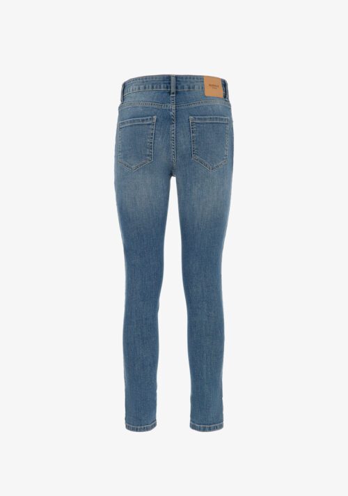 Jeans denim skinny con pietre