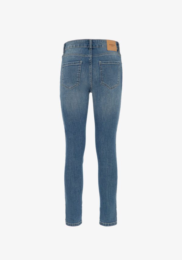 Jeans denim skinny con pietre