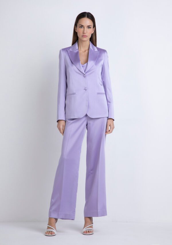 Blazer in raso con collo a revers