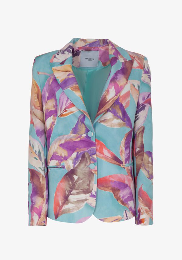 Blazer in bielastico stampa foglie