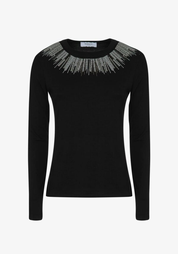 T-shirt con strass in viscosa