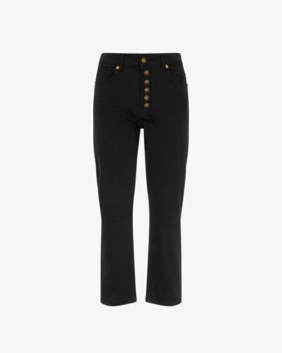 Jeans nero bottoni oro