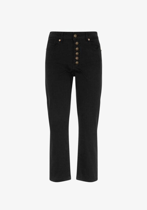 Jeans nero bottoni oro
