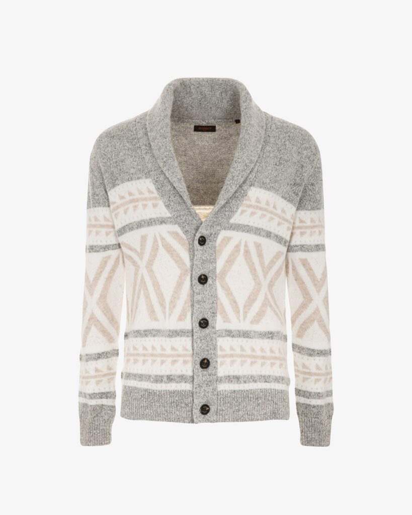 Cardigan sciallato disegno scandinavo