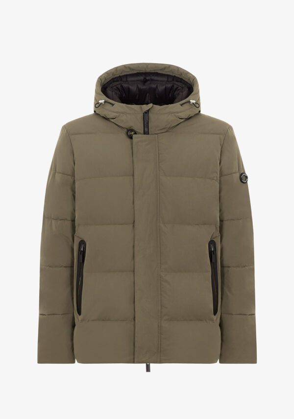 Short parka puffer misto vera piuma
