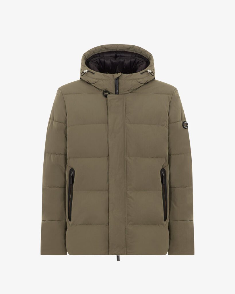Short parka puffer misto vera piuma