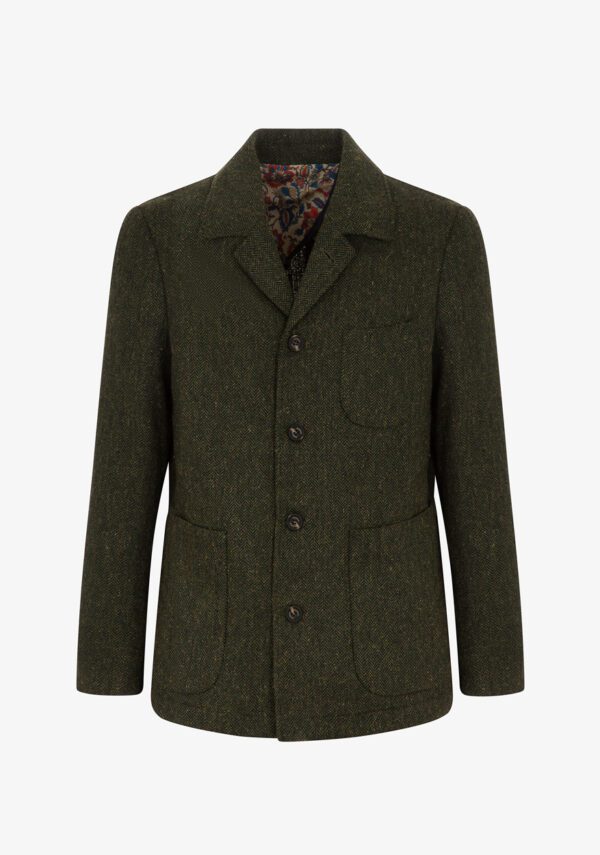 Blazer collo camicia spigato in tweed