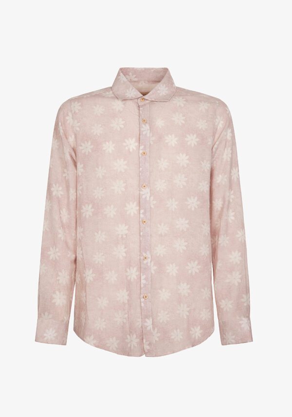 Camicia cotone e lino stampata
