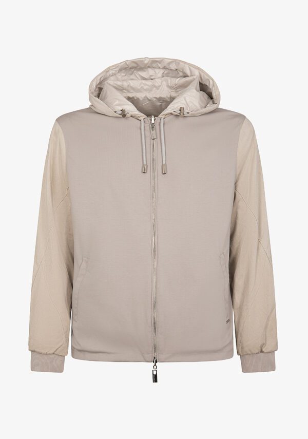 Giubbotto cappuccio revers combinato