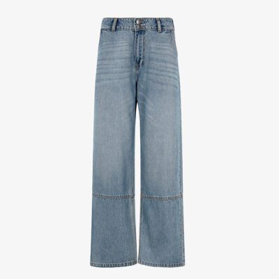 Jeans wide leg 5 tasche con riprese