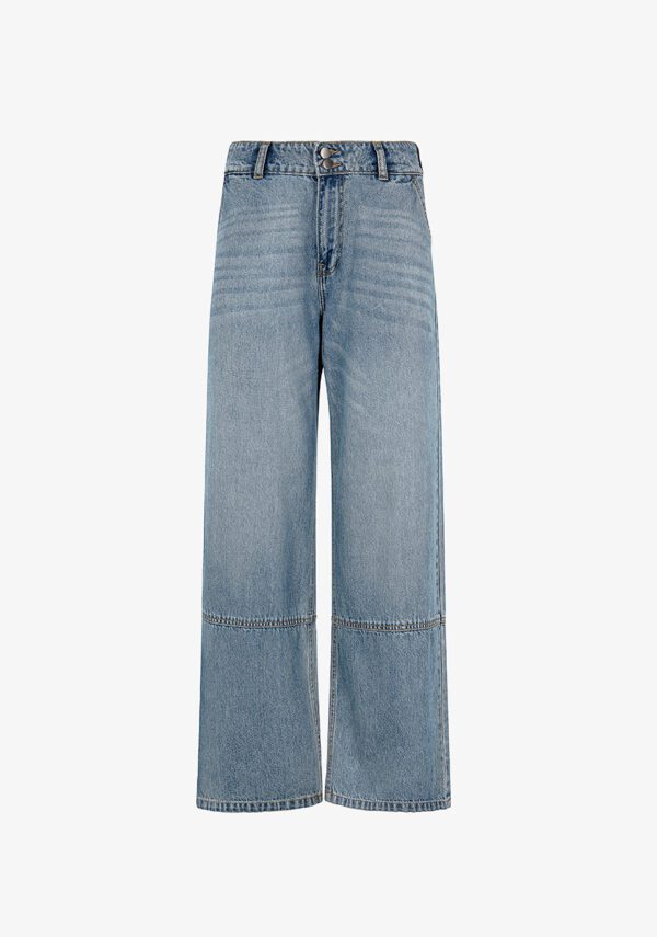 Jeans wide leg 5 tasche con riprese
