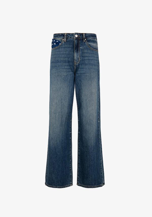 Jeans wide leg cinque tasche lavaggio medio