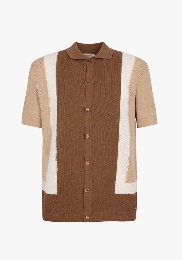 Camicia block color misto lino