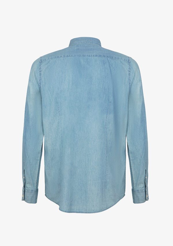 Camicia manica lunga collo francese denim light