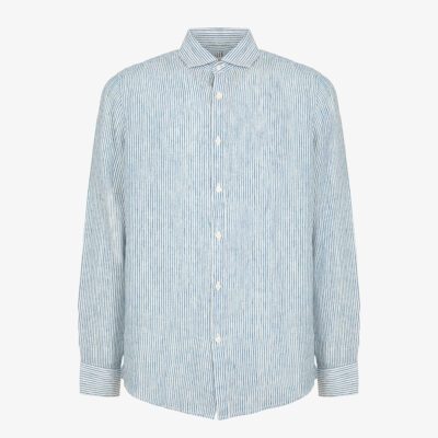 Camicia manica lunga collo francese lino riga