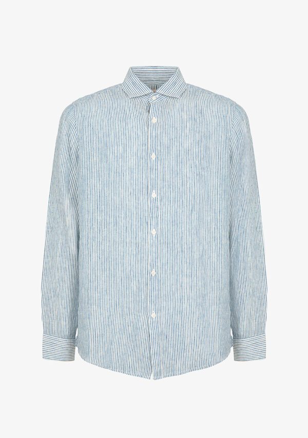 Camicia manica lunga collo francese lino riga
