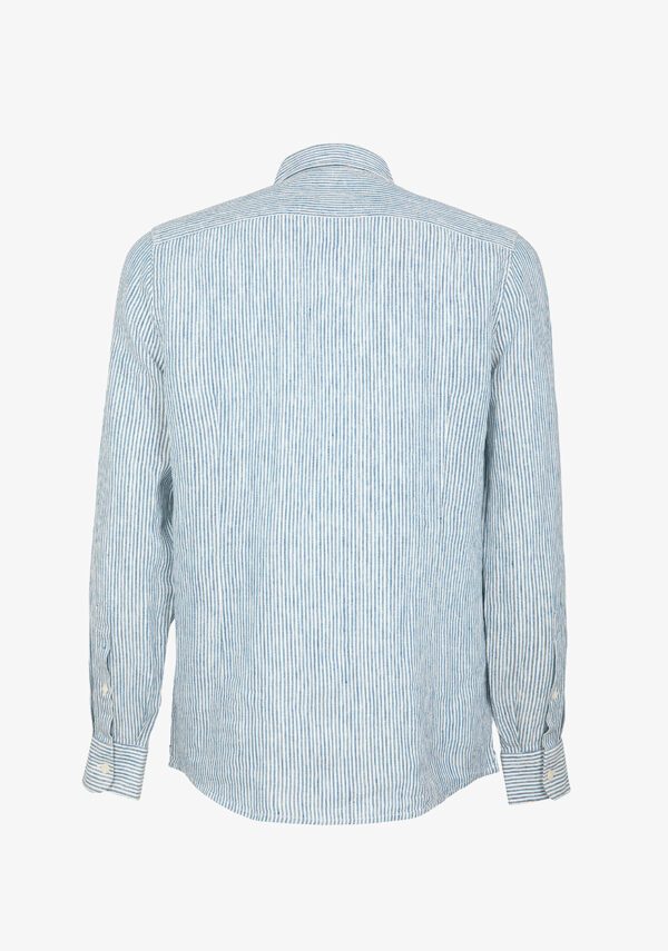 Camicia manica lunga collo francese lino riga