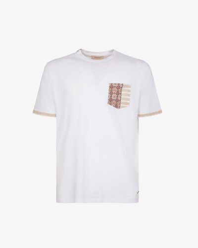 Girocollo jersey con inserti in lino
