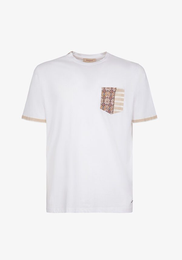 Girocollo jersey con inserti in lino
