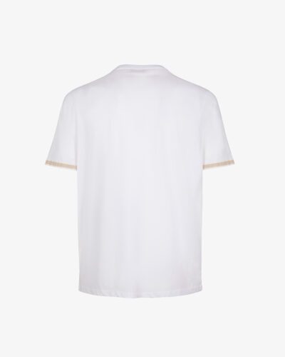 Girocollo jersey con inserti in lino