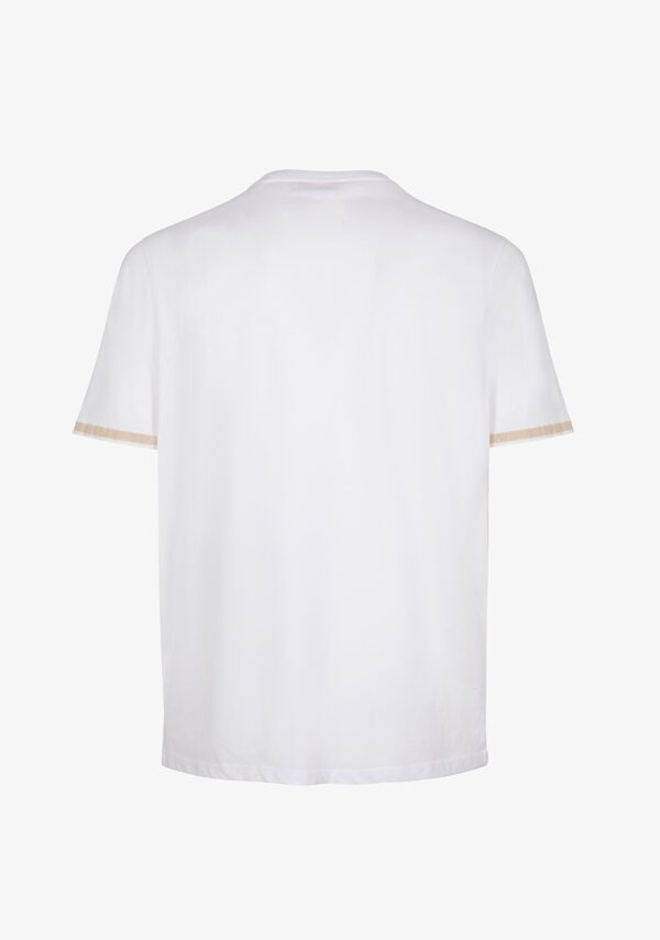 Girocollo jersey con inserti in lino
