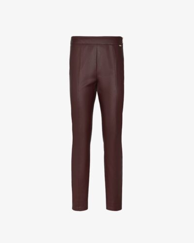 Pantalone in pelle con pence e zip laterale