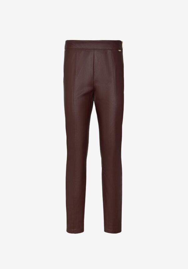 Pantalone in pelle con pence e zip laterale