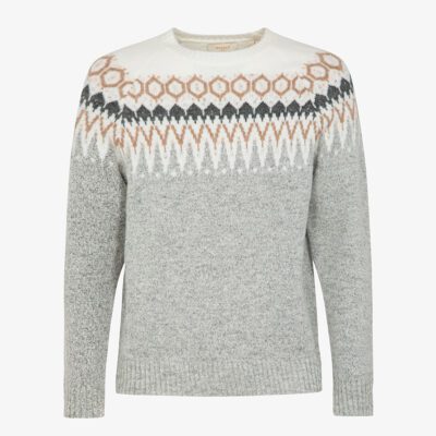 Girocollo jacquard cardato
