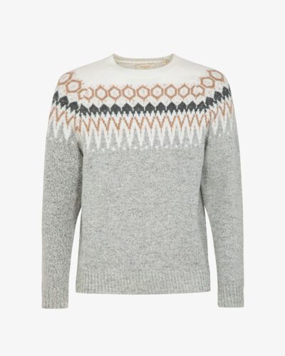 Girocollo jacquard cardato