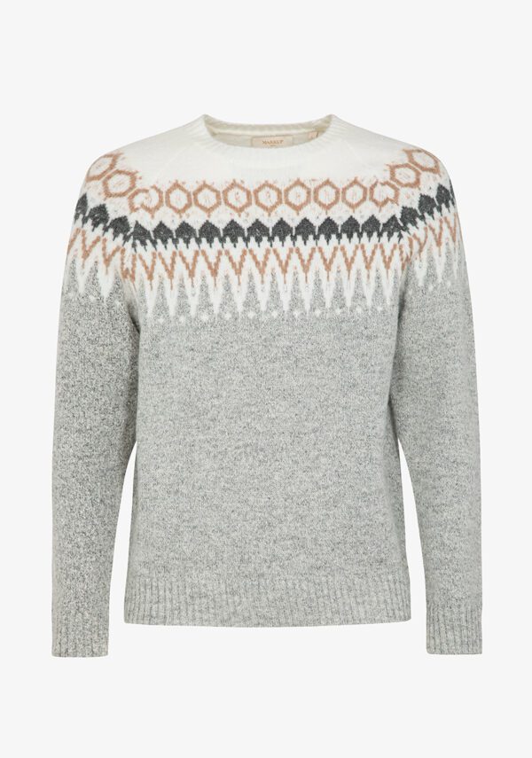 Girocollo jacquard cardato