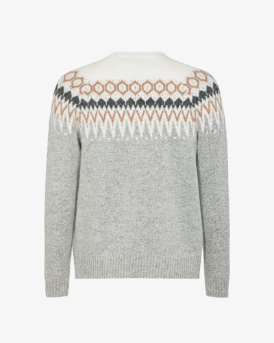 Girocollo jacquard cardato